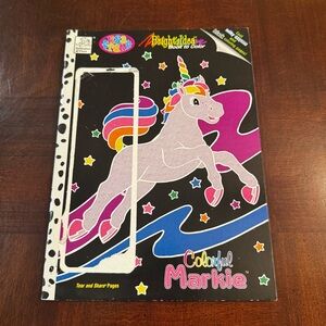 Vintage 2003 Lisa Frank Markie Bright Idea Black Coloring Book Unicorn Pages